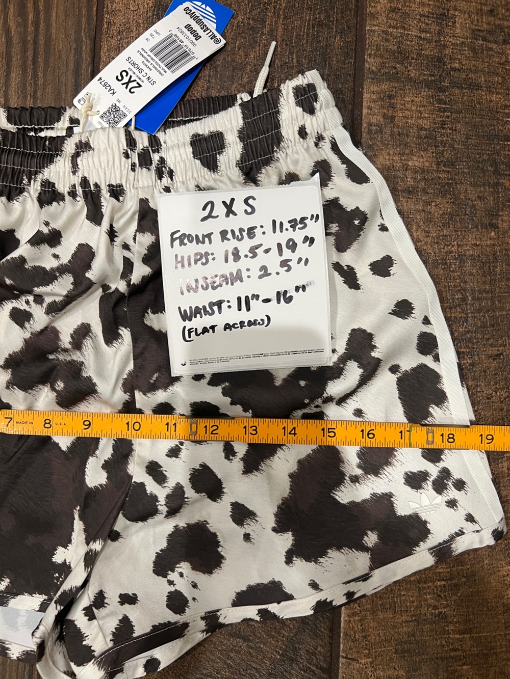 🤎🤍 adidas Cow Print Satin Shorts - SOLD OUT ONLINE! XXS, XS, L, XL Avail. - Picture 3 of 12